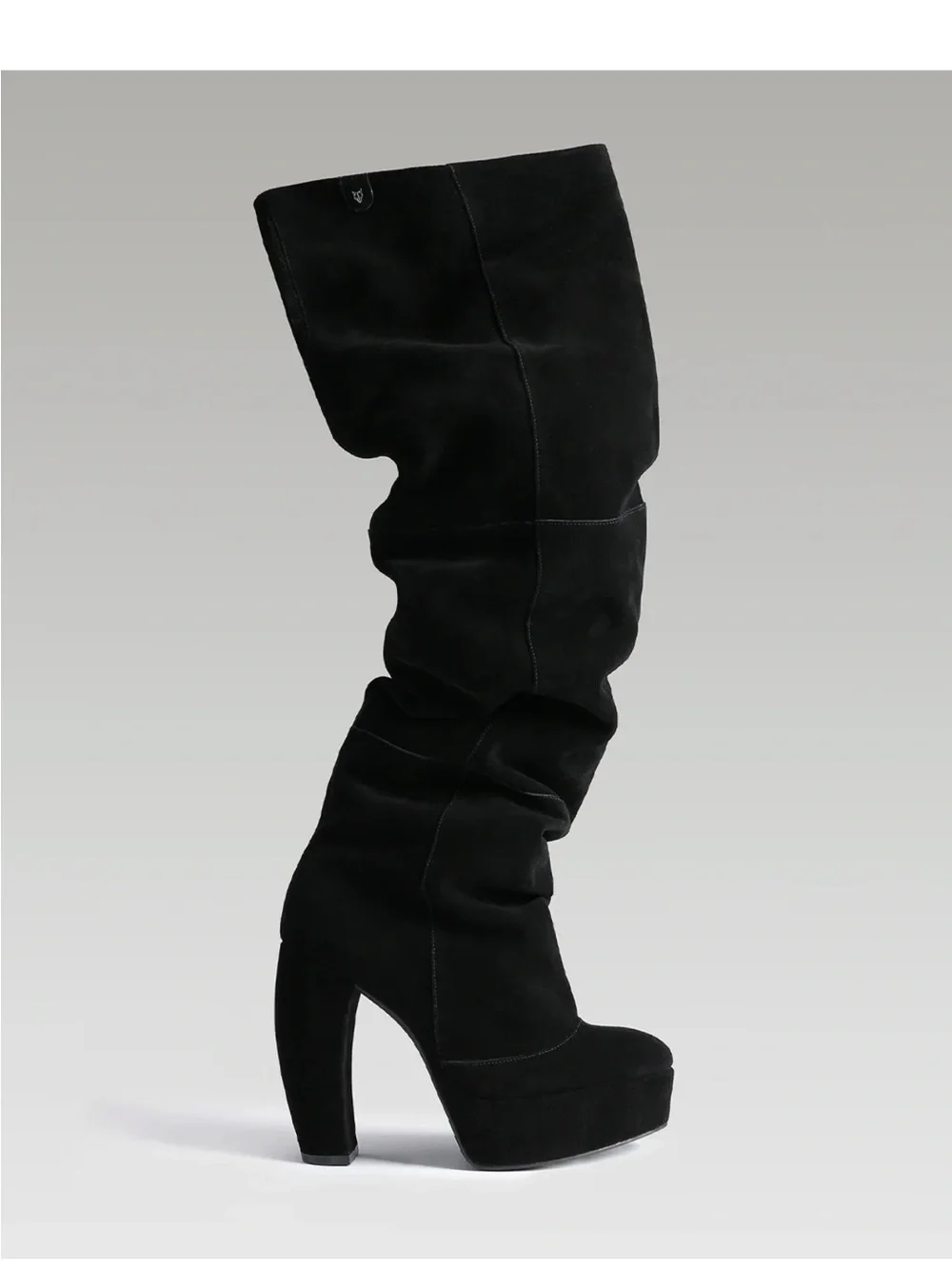 naked wardrobe Black Suede Over-the-Knee Slouch Platform Boots